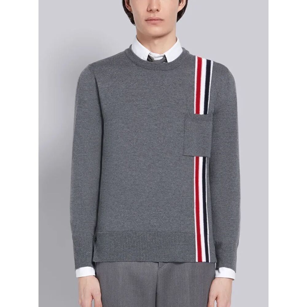 Thom Browne size S (1) wool tricolor intarsia stripe crewneck sweater - EUC